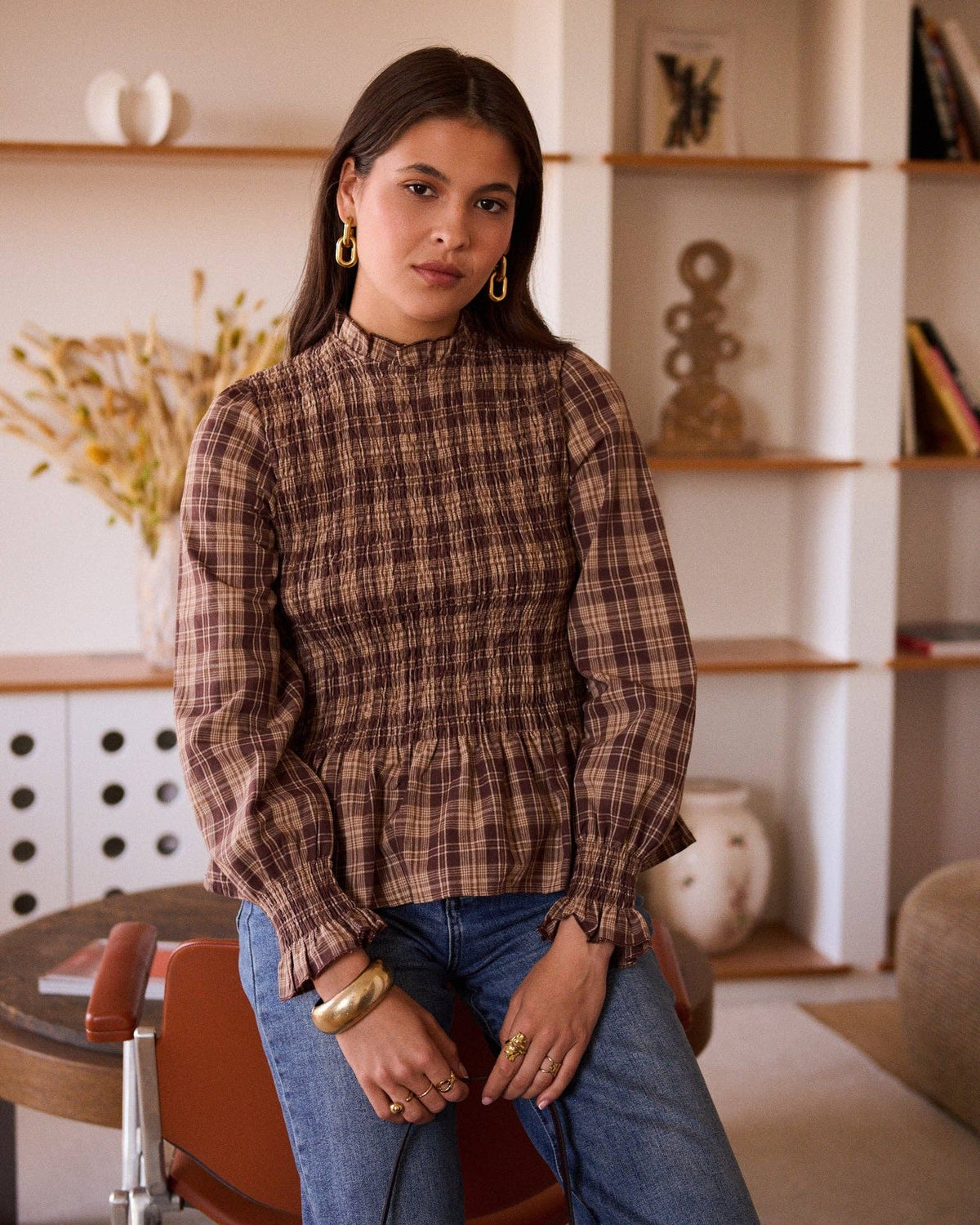 Diane blouse: Marron / S