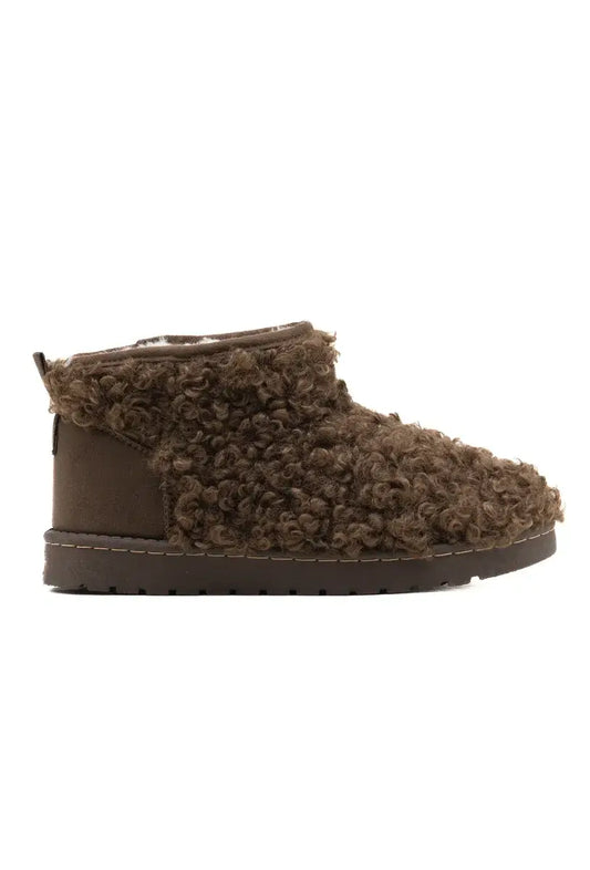 Faux Fur Lined Ankle Boot 6524: BROWN / 36-41 (123321)