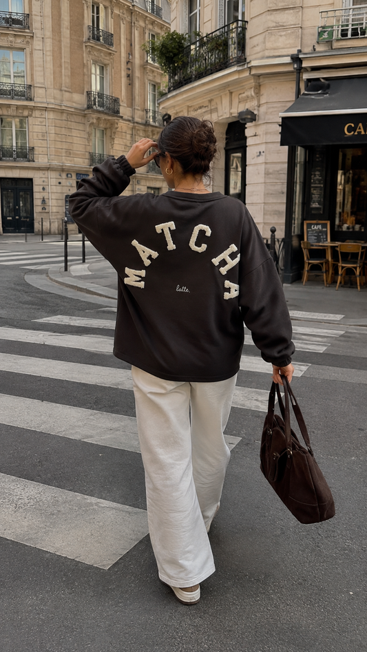Crew-neck sweatshirt MATCHA: Chocolate / YOU