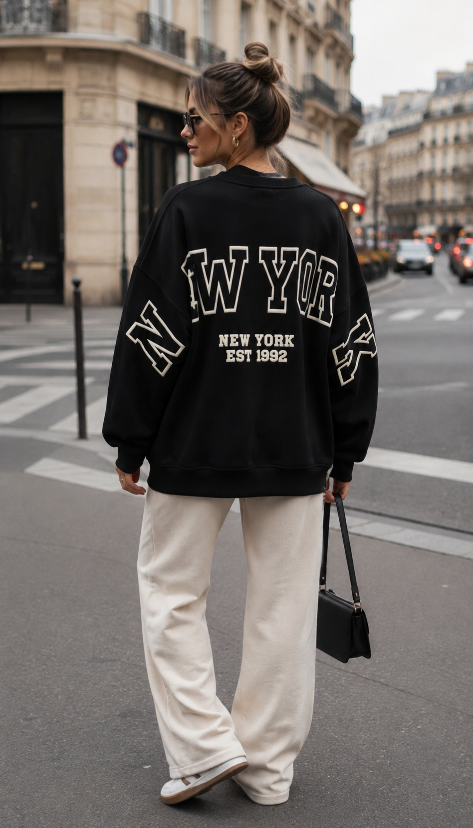 Oversized sweatshirt with "New York" inscription: Noir / TU