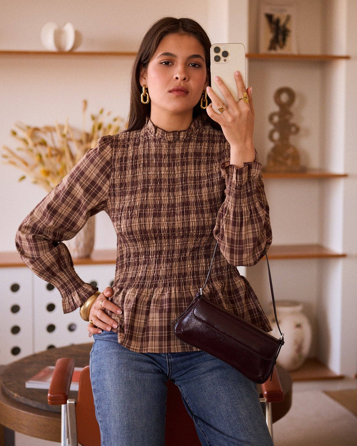Diane blouse: Marron / S